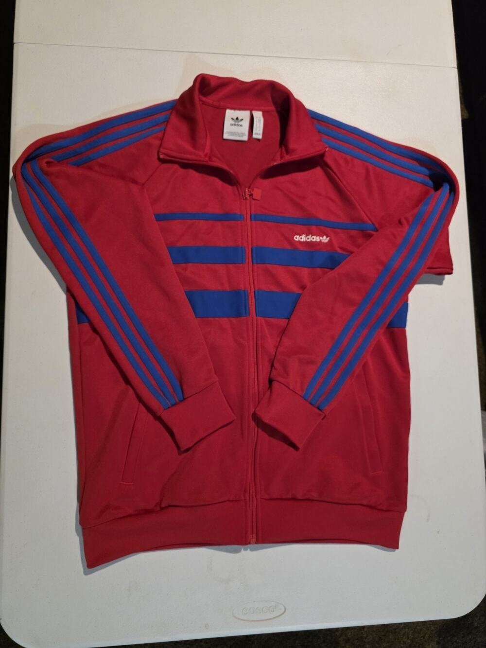 Adidas Originals DA28947 Mens M Red Blue 3 Stripe Track Jacket Full Zip